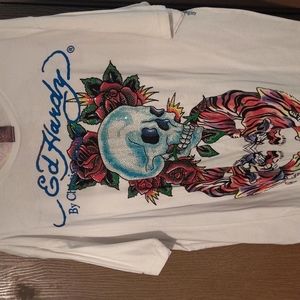 Ed Hardy graphic rhinestone tee